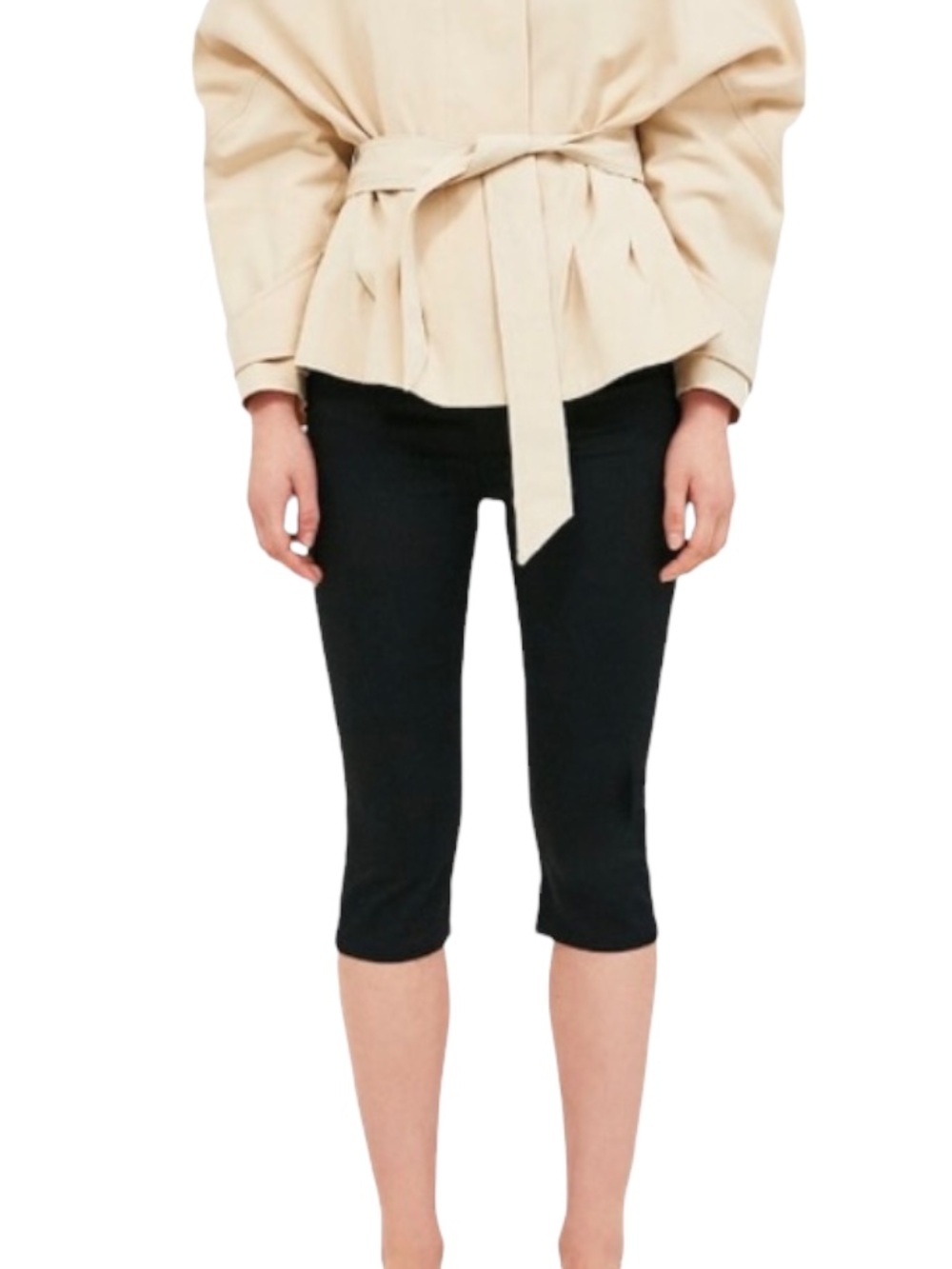 Zara Woman Black Stretch Capri Pants Cropped Slim Fit Size 4 - Picture 9 of 11